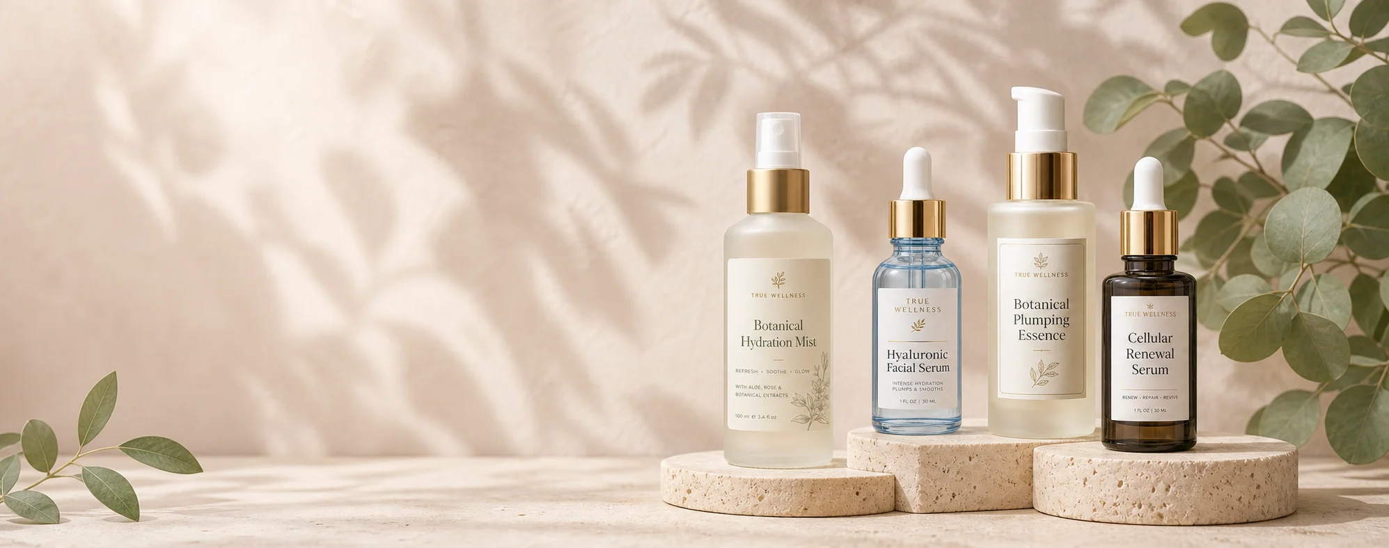 Total Care Essentials glow essence, balancing mist, barrier cream and moisture serum